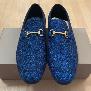 NIB Blue Glitter Prom Wedding Formal Shoes size 12